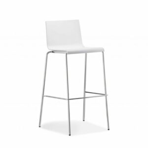 BARSTOOL, white seat and back chrome legs