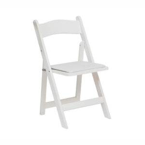 STOL, vit med klädd dyna fällbar