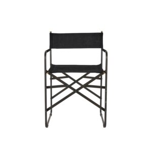 CHAIR, Kastoria, with armrests, black suede