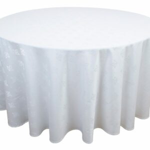 LINNEDUK, vit rund Ø290 cm (mönstrad)