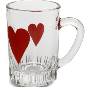 GLÖGGLAS, med röda hjärtan, 10 cl