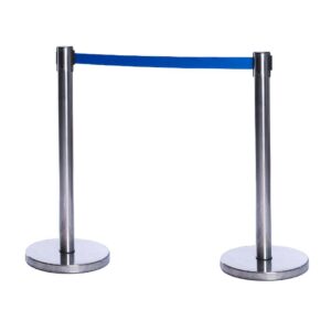 Barrier post, chrome / per piece incl blue tape 2m