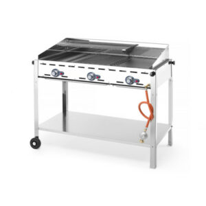 GRILL, LPG with 3 burners, stainless steel trolley with wheels, 60x108cm