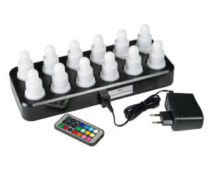 LAMPA, ledset om 12 ljus med laddplatta och fjärrkontroll